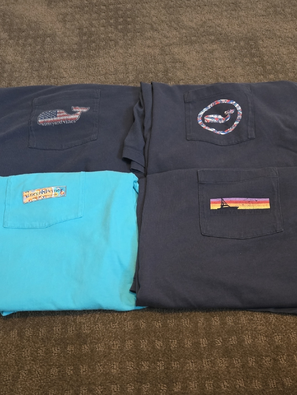 LOT Vineyard Vines Pocket Tee Set - Navy & Turquoise 3XT/LT